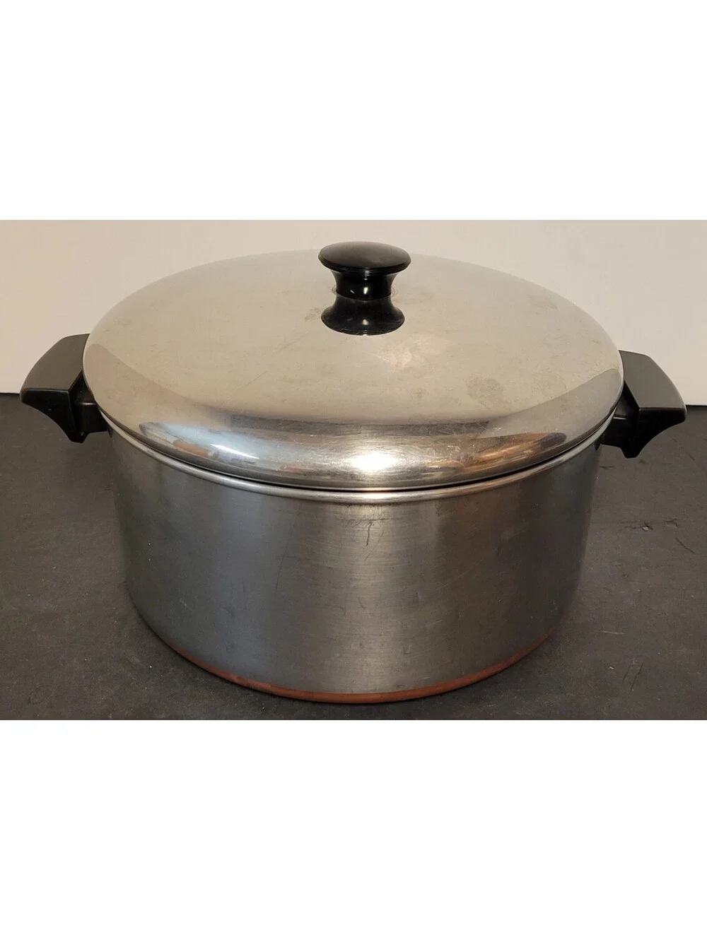 Vintage Revere Ware 6 Qt Stock Pot Stainless Steel w/Lid & Handles USA